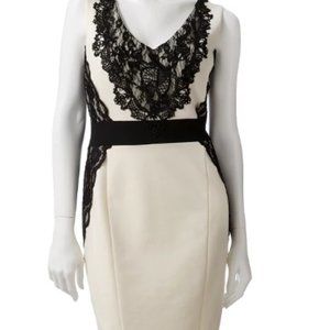 Jennifer Lopez vanilla/black lace sleeveless sheath dress, size 4